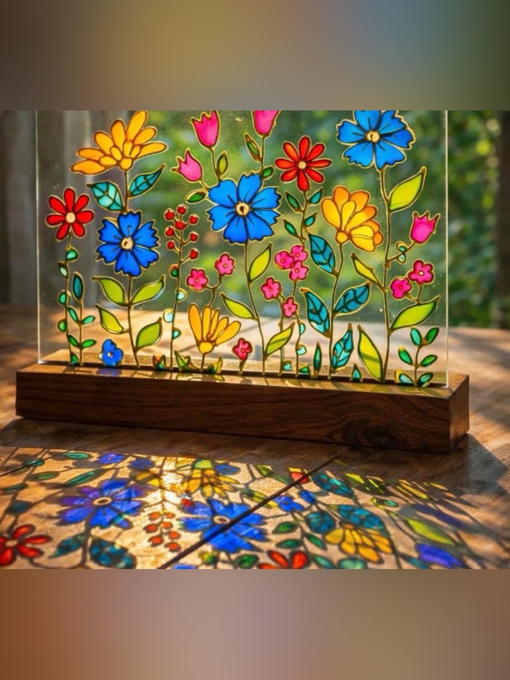 Suncatcher for Window Meadow flowers Wild flowers glass painting,Stained glass
